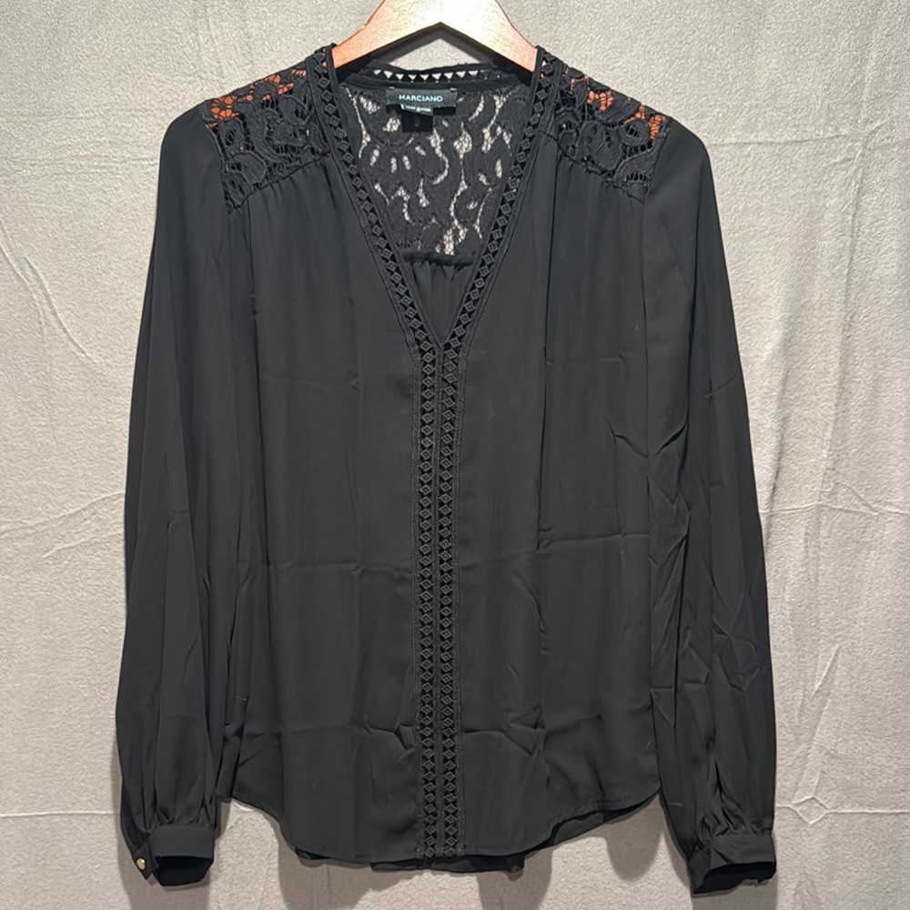 Marciano Black Lace Accent Blouse